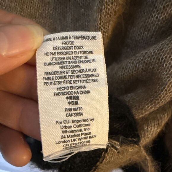 Free People Womens Lulu Sweater S Tan‎ Black Striped Cowl Neck Alpaca Wool Blend - Picture 9 of 10